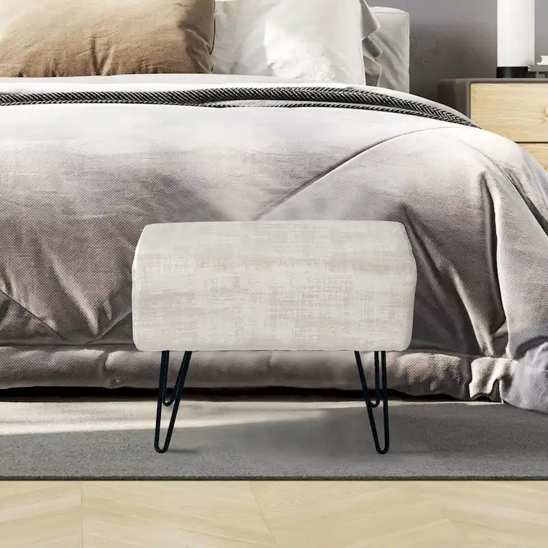 Textured Velvet Ottoman