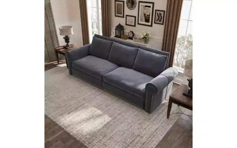 MAYEERTY 93.7 King Pull Out Sofa Bed, 3-in-1 Velvet Convertible Sleeper Sofa with Nailhead Trim& Rolled Arm Gray