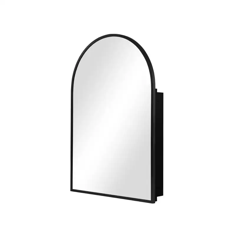 36 * 24 Inch Black Arched Bathroom Medicine Cabinet With Mirror