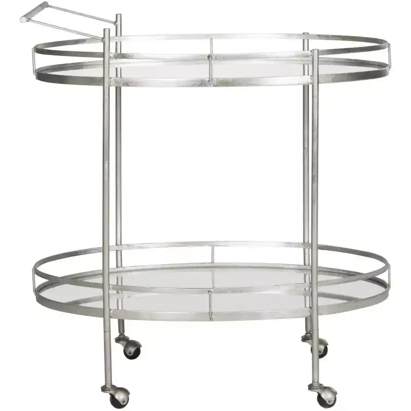 Dante Bar Cart - FOX2553A - Silver/Mirror - Safavieh