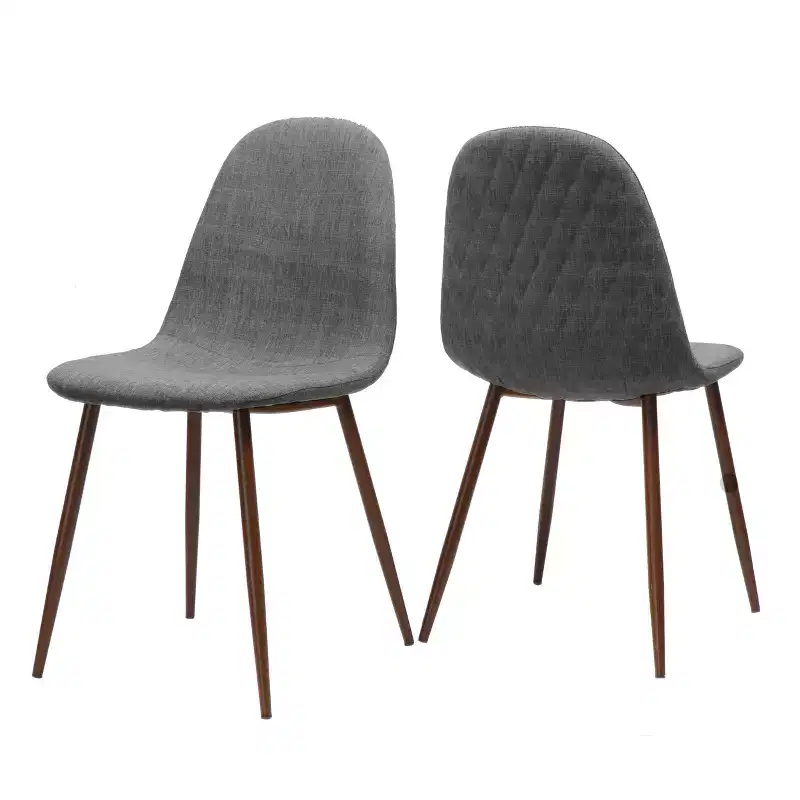GDFStudio Amnesty Mid Century Upholstered Iron Frame Dining Chairs (Set of 2)