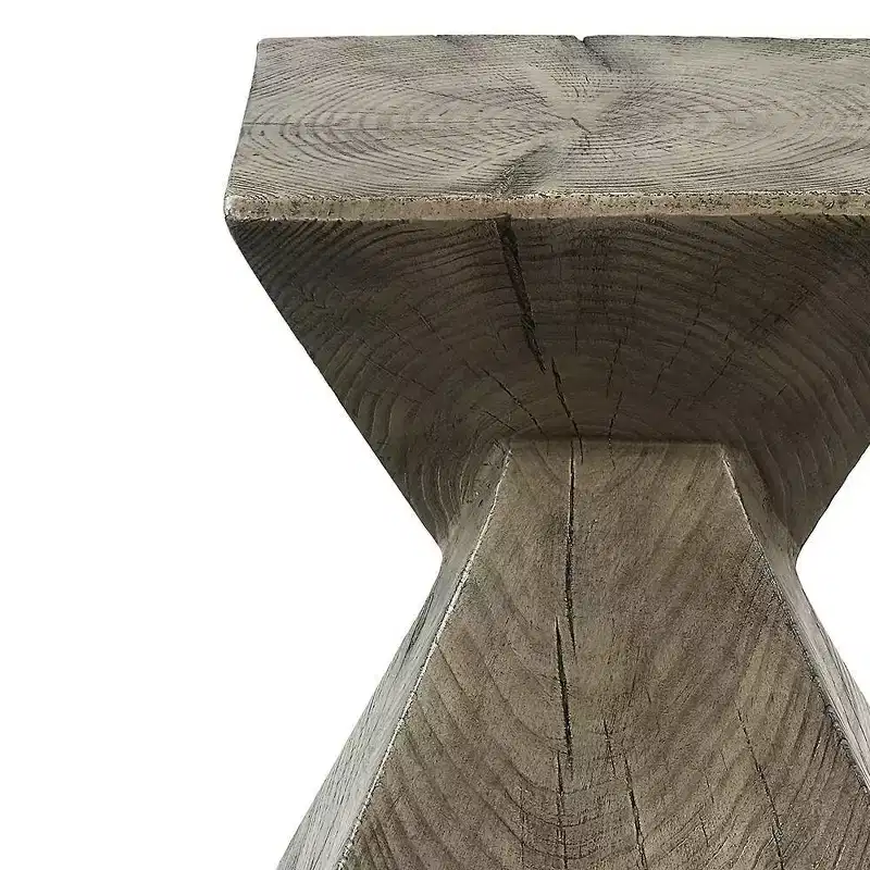 13" Zahi Accent Table Weathered Oak Finish - Acme Furniture: Modern Rectangle Cement, Space-Saving Design