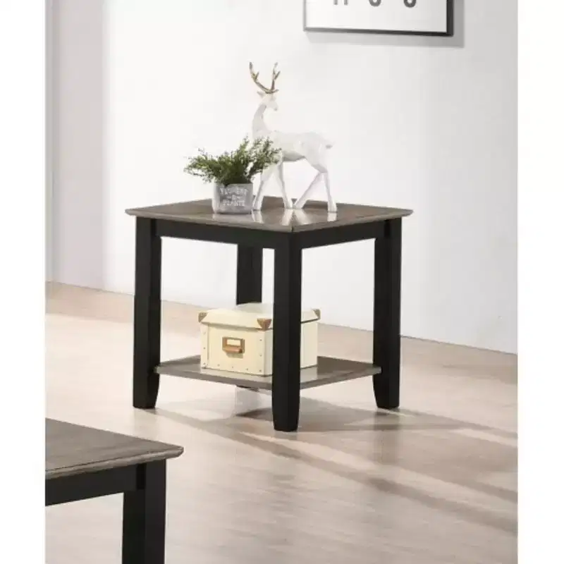 Simple Modern Look Wooden 1pc End Table Living Room Sofa Side Table Solid Rubberwood