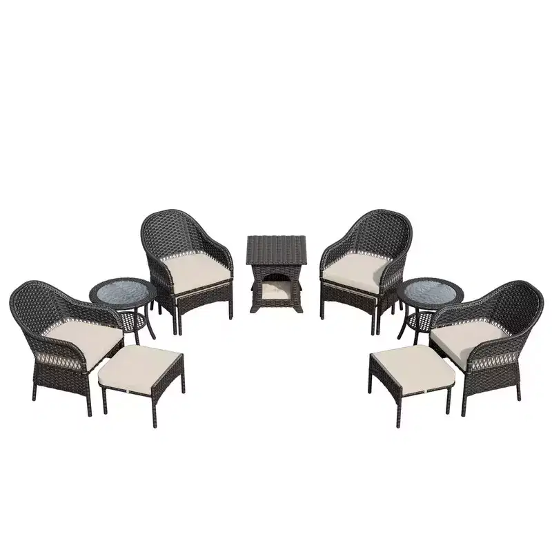 UPTIOT 11-Piece Outdoor Wicker Patio Conversation Seating Set