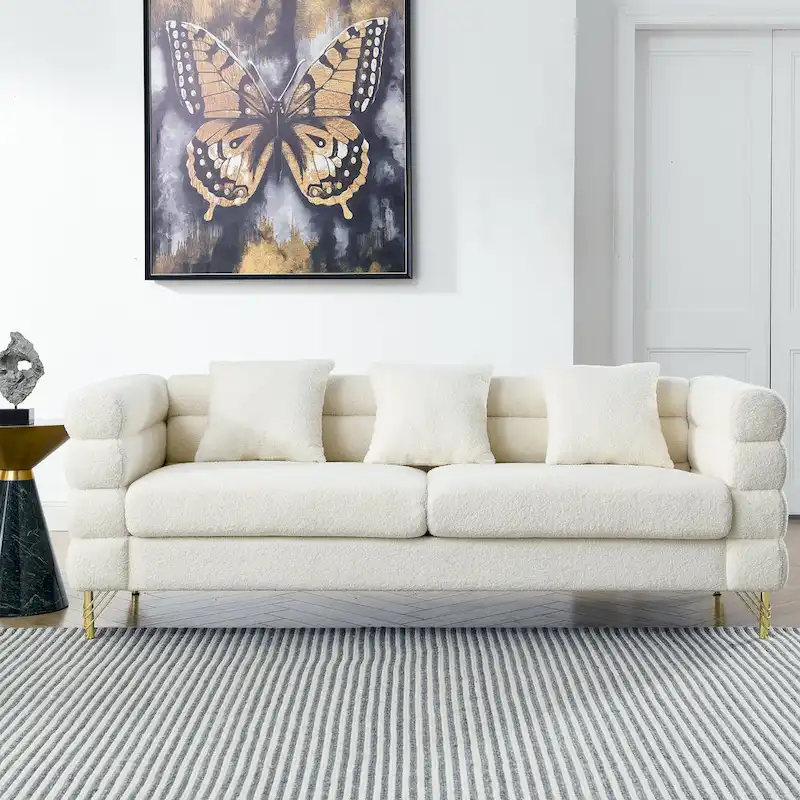 81 Inch Oversized 3 Seater Sectional Sofa, Living Room Comfort Fabric Sectional Sofa - Deep Seating Sectional Sofa, Soft Sitting