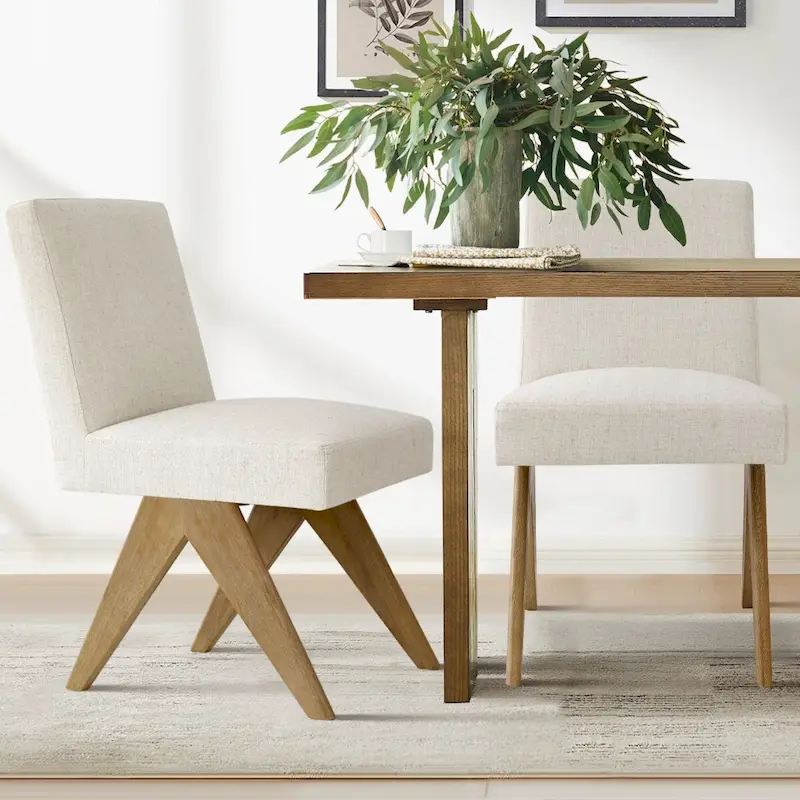 Linen Mid Century Modern Dining Chair