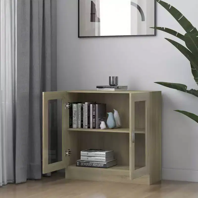 Display Cabinet Sonoma oak Engineered wood, glass Medium