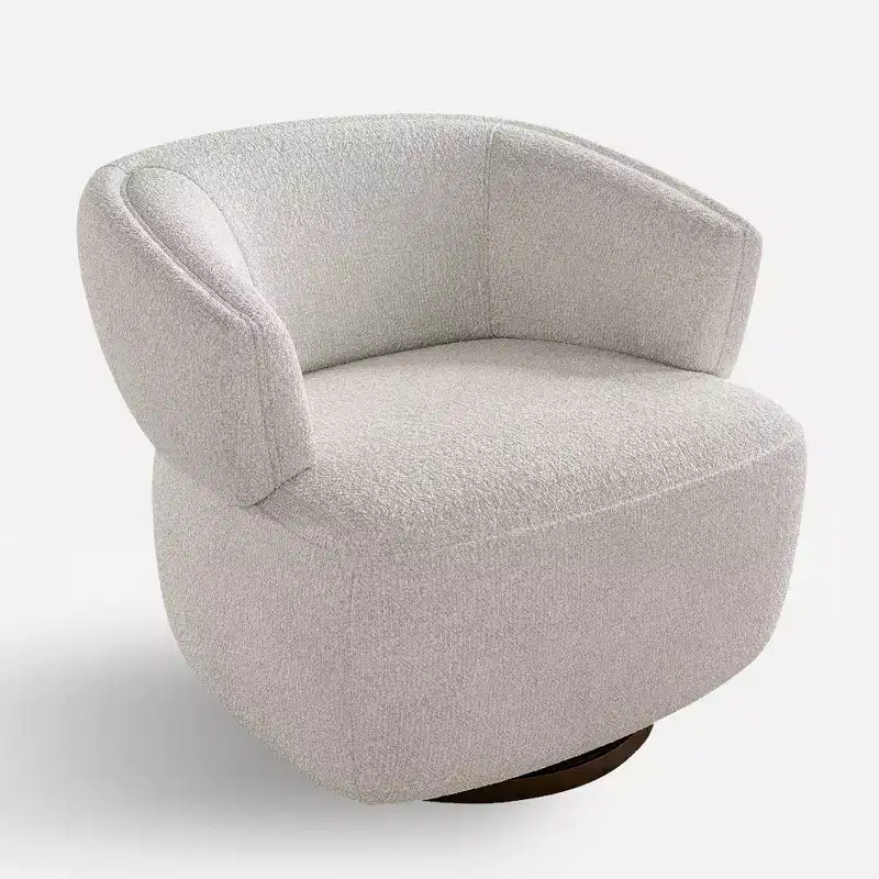 Fully Assembled Barrel Swivel Accent Chair, High-Density Foam, Stain-Resistant Fabric