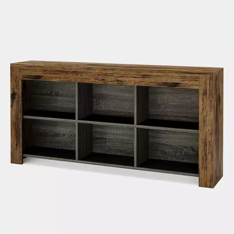Lantine 62.99-Inch Wooden Console Table with 6 Storage Cubes