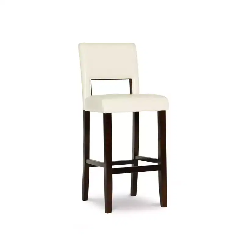 30-Inch Hardwood Barstool with Padded Back and Ebony Finish