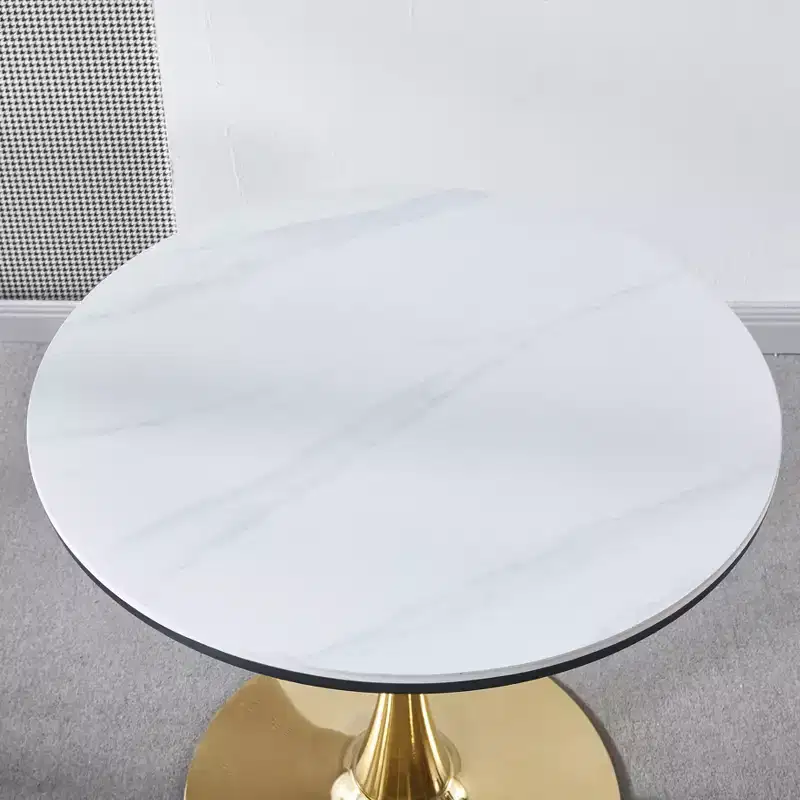 MAYEERTY Coffee Table 31.5in Golden and White Tulip Table Mid Century Pedestal Leisure