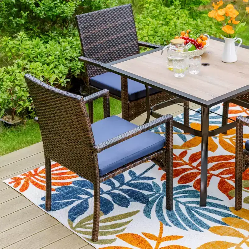 5pc Patio Dining Set with 36" Square Acacia Table and Chairs - Captiva Designs