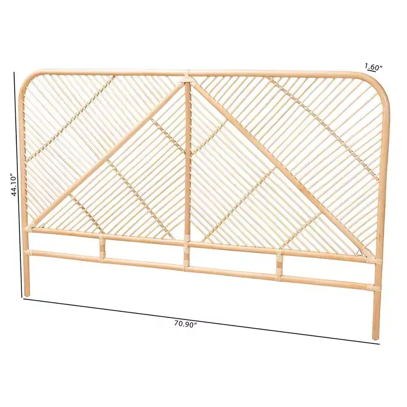 Queen Walid Rattan Standalone Headboard Natural Brown - Baxton Studio: No Assembly, Spot Clean, Freestanding Design