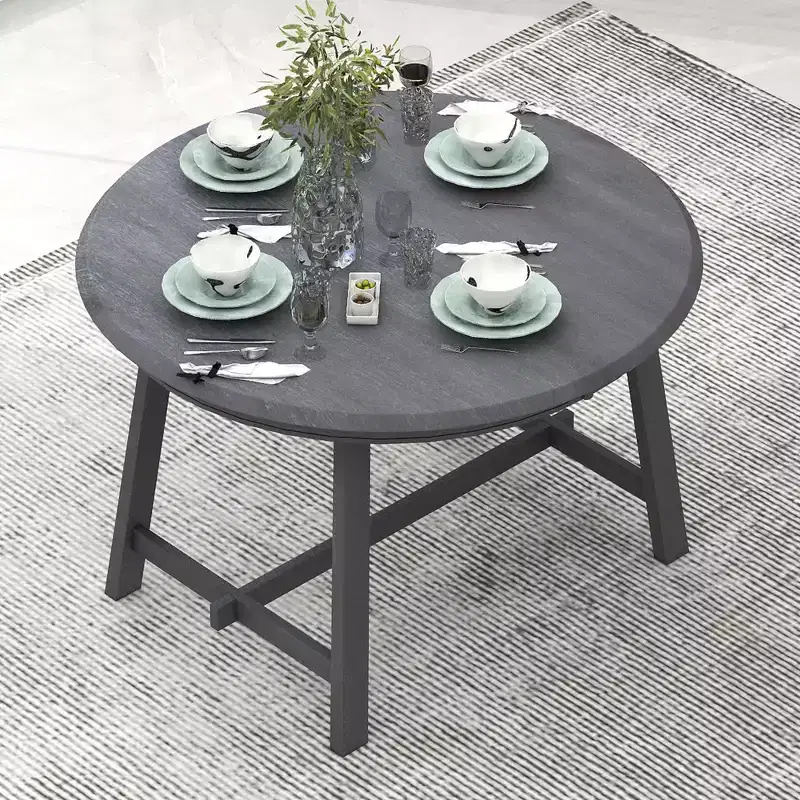 Round Extendable Wood Dining Table