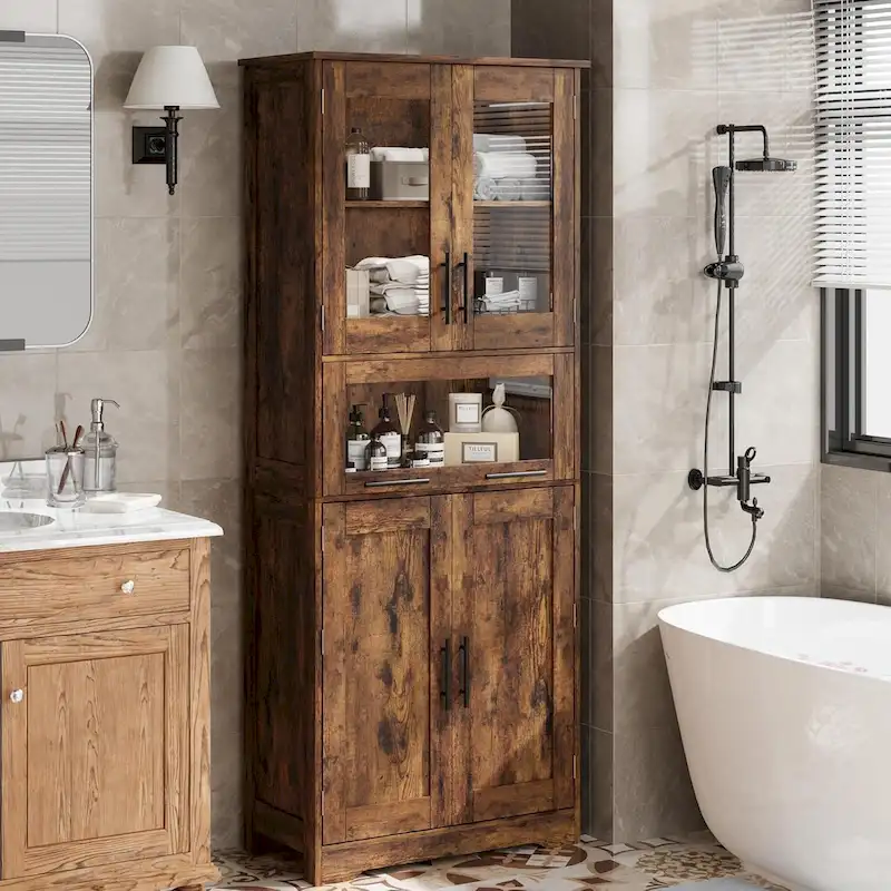 Tall Storage Cabinet with Doors, Adjustable Shelves and Drawer