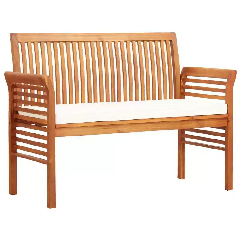 vidaXL Patio Bench with Cushion Outdoor Balcony Furniture Solid Wood Acacia - Cream 47.2