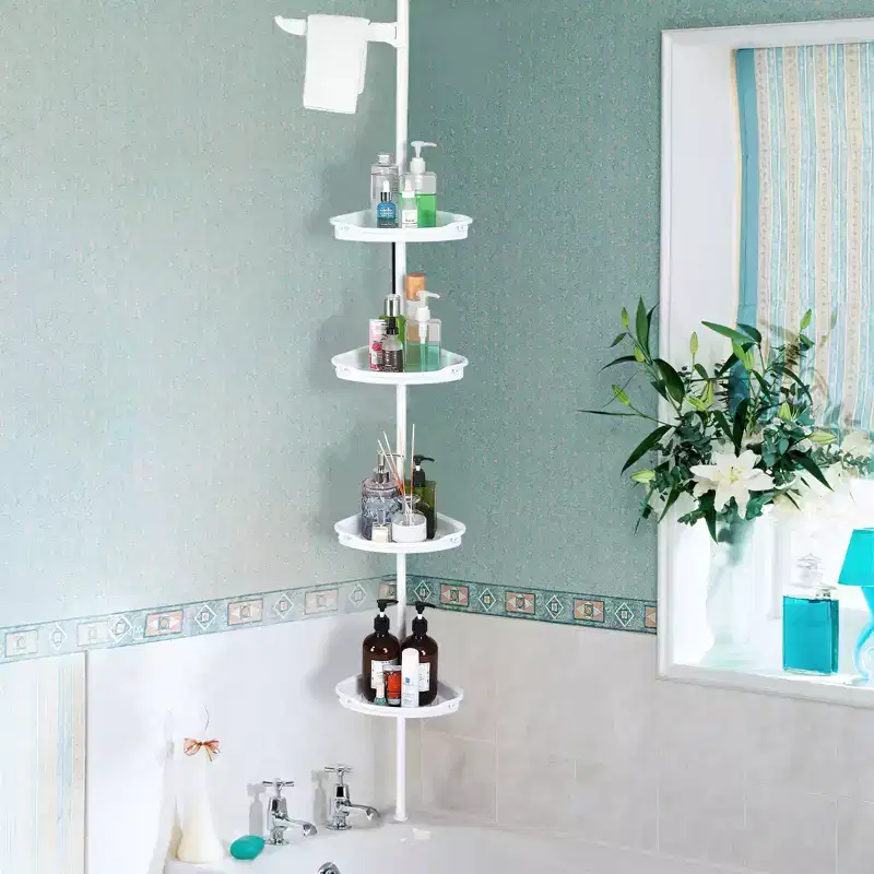 Corner Shower Caddy, Rust-Proof Bathroom Storage Organizer with 4-Tier Adjustable Shelves, 101.6–122 Inch