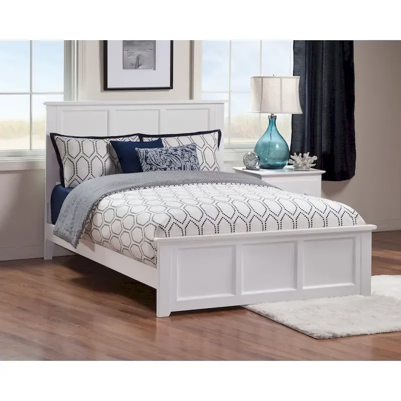 Full Foundation Bed with Matching Footboard in White