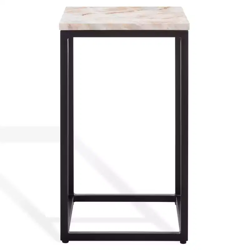 Macklyn Square Marble Top Accent Table - SFV5768 - Light Brown/Black - Safavieh Couture
