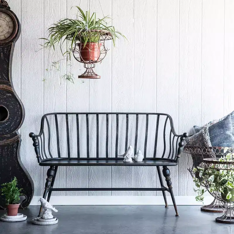 GDFStudio Pellerin 50 Industrial Iron Settee Bench