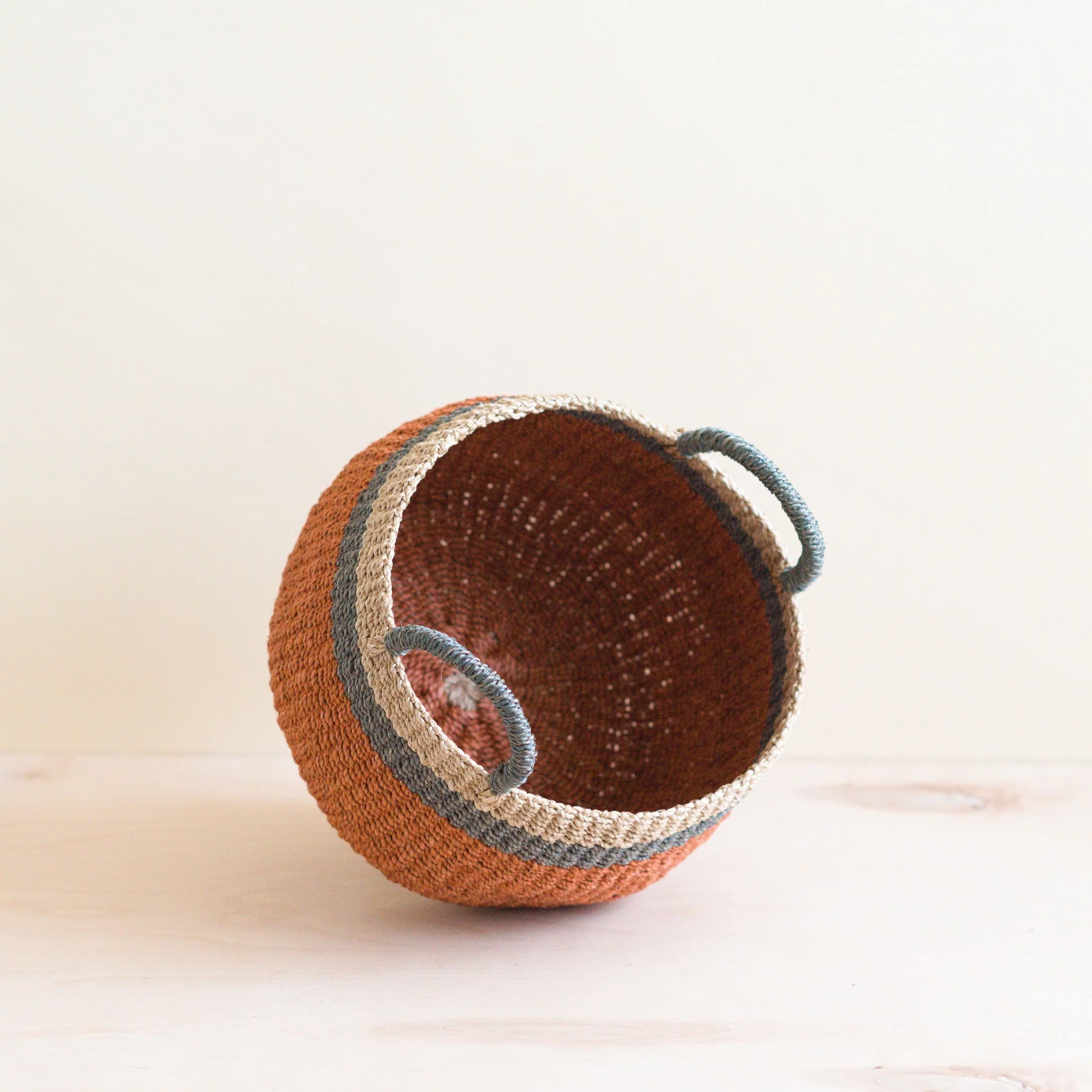 Coral Tabletop Catch-All with Handle - Handcrafted Baskets