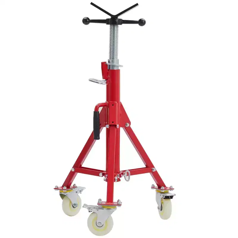 Pipe Stand, Pipe Jack Stand with Casters 28-52 Inch Adjustable Height V Head Folding Pipe Stands