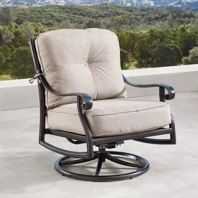 2pk Aluminum Outdoor Deep Seating Swivel Rocking Club Chairs with Cushions - Copper/Tan - Oakland Living