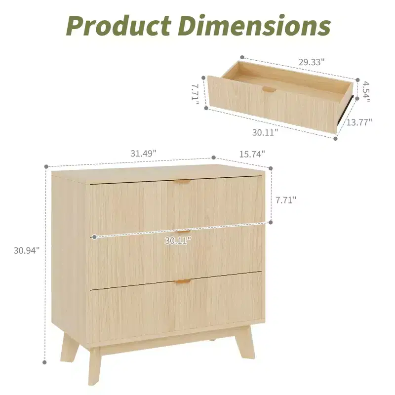 Modern Closet Dressers Chest of Drawers, Wood Storage Dresser Chest of Drawers Organizer for Bedroom Living Room Hallway Closet,Natural Oak