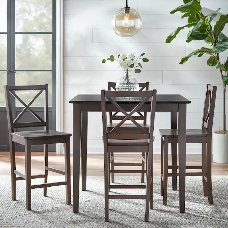Cross Back Counter Height 5-piece Table and Chair Set