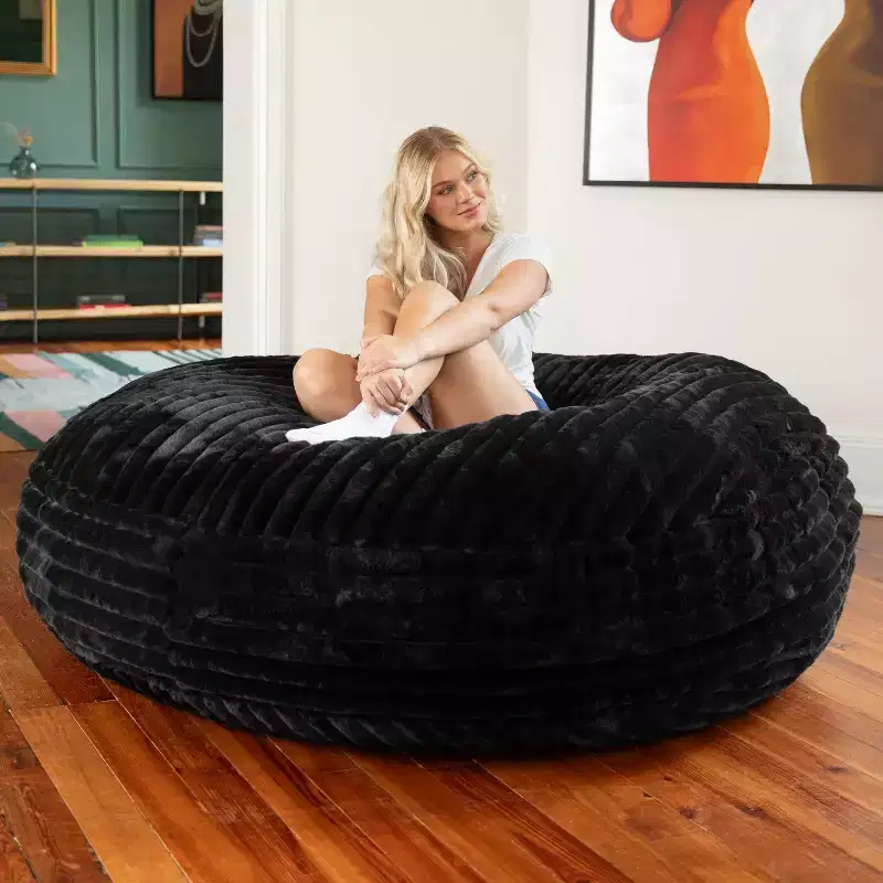 6-Foot Large Bean Bag Chair for Adults, Premium Luxe Faux Fur