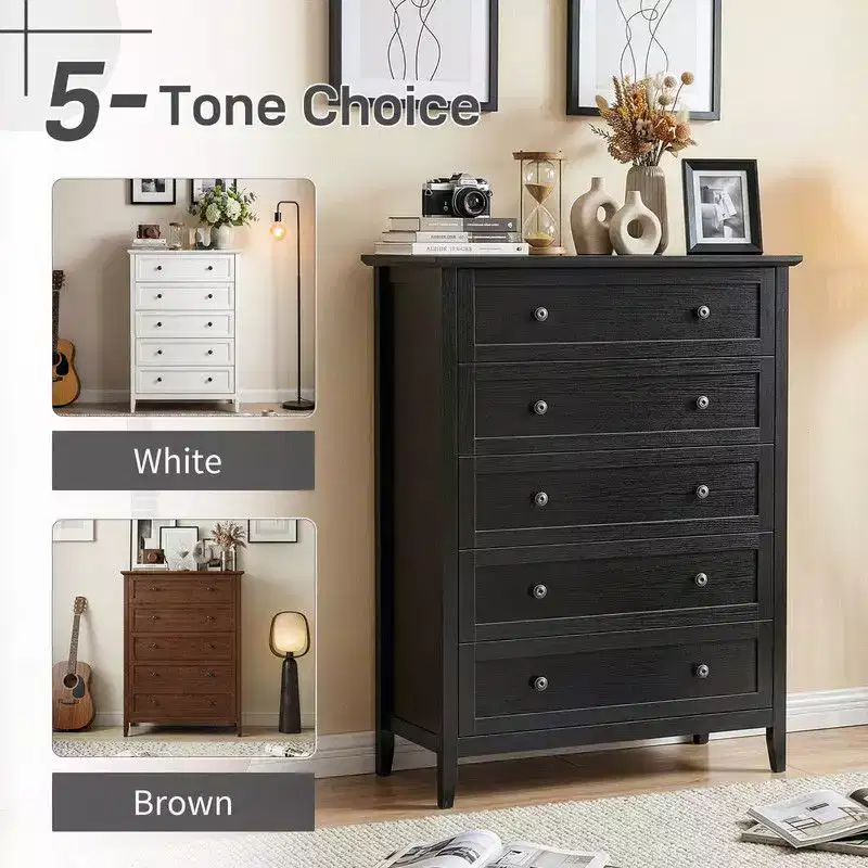 31.5 Inch Frame Construction Double Handle 5 Drawer Chest
