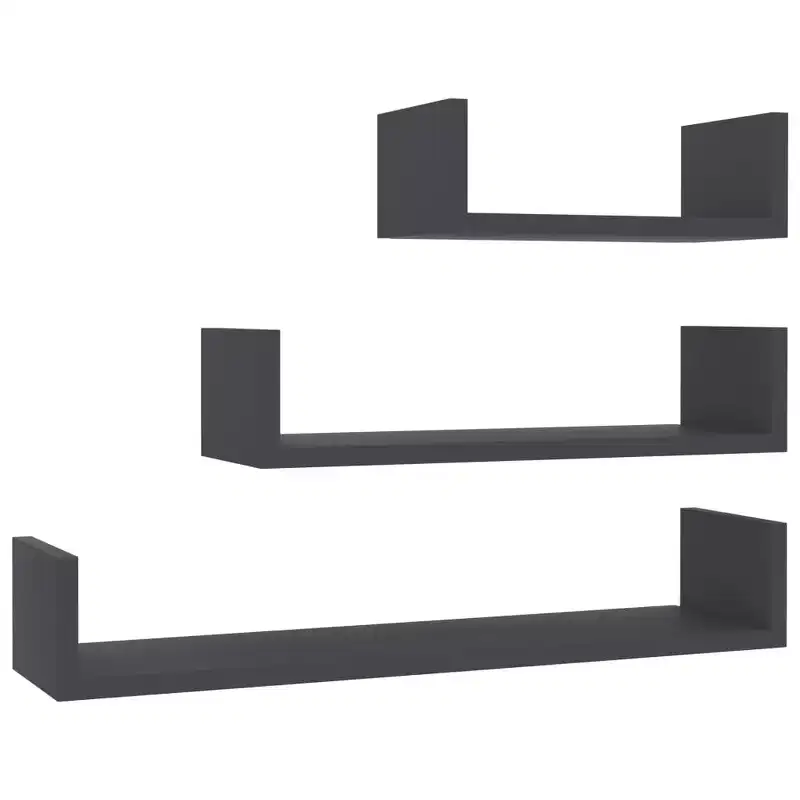 Shelf Set of 3 Gray Engineered wood Various sizes up to 23.6 in