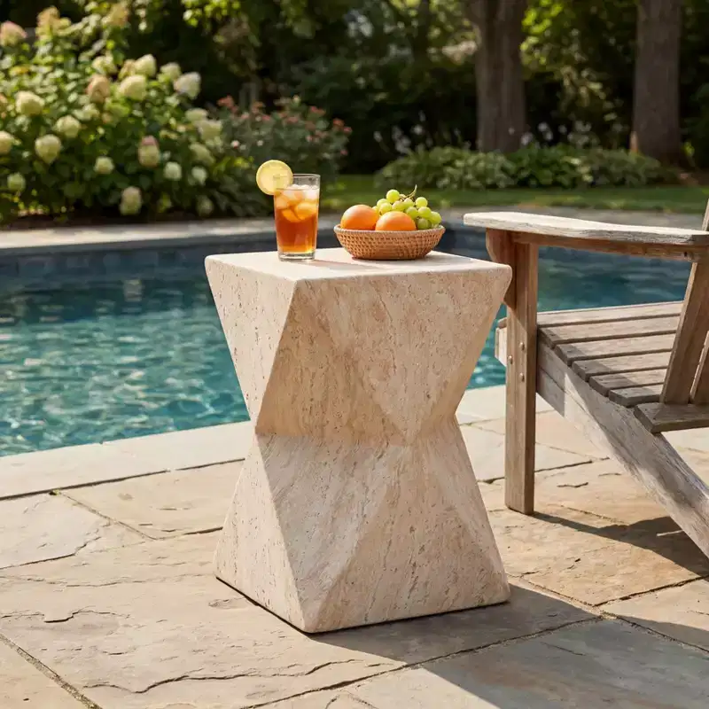 Waylon Lightweight Concrete Hand Painted Accent Table