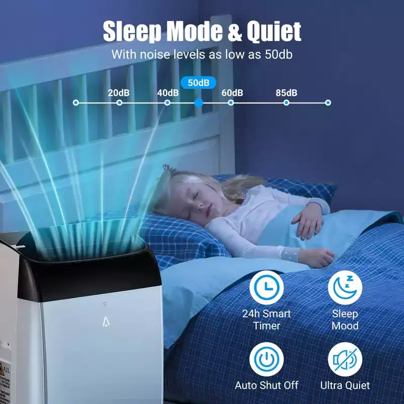 14000 BTU Portable Air Conditioner Cools up to 750 Sq.Ft, 3-in-1 Quiet Portable AC Unit with Remote Control & Installation Kits