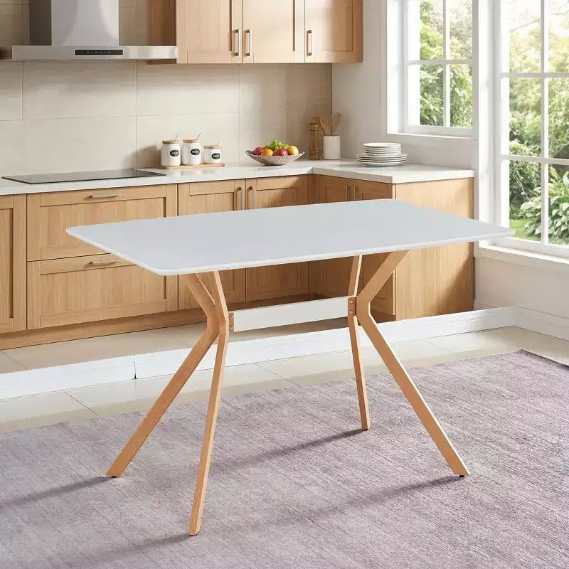 Modern Computer Desk with MDF Top and Metal Legs, Writing Study Table for Home Office, Contemporary Work Desk for Bedroom Study Room