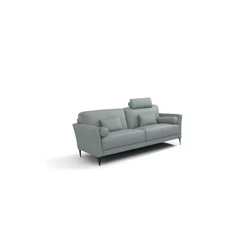 68" Sofa Leather -: Curved, Upholstered, Wood Frame, Spot Clean, No Tools Assembly