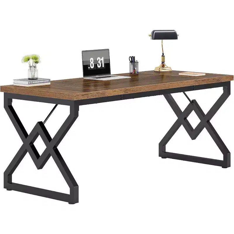 Lantine 63 W Executive Desk, Extra Sturdy Thickened Wooden Workstation Study Computer Desk Large Home Office Writing Desk for Home Office