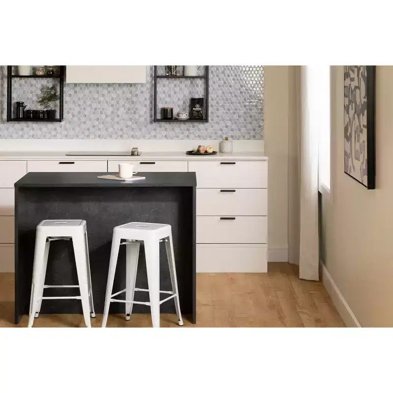 Kitchen Island with Faux Finish, 4 Drawers and 2 Doors