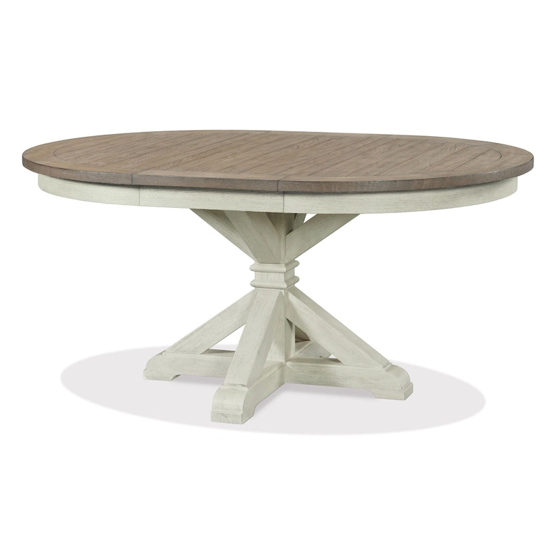 Roundhill Furniture Harola 7-Piece Dining Set, Round Pedestal Dining Table with 18 Leaf, 6 Side Chairs