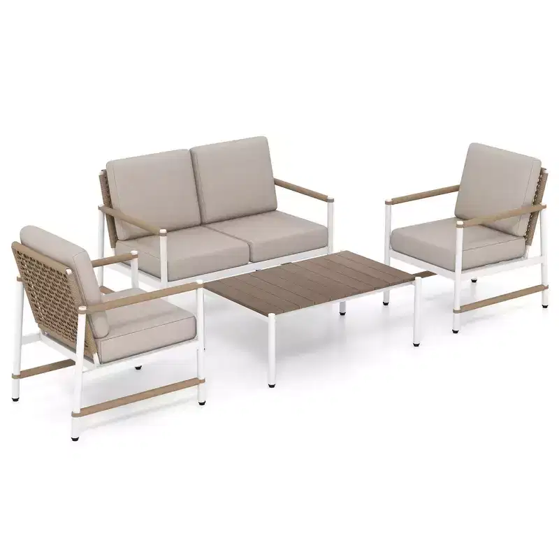 Costway 4/8 PCS Patio Furniture Set Patio Loveseat Sofa with a Coffee Table 2 Single Couch