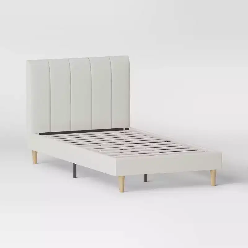 Twin Upholstered Platform Bed in Cream