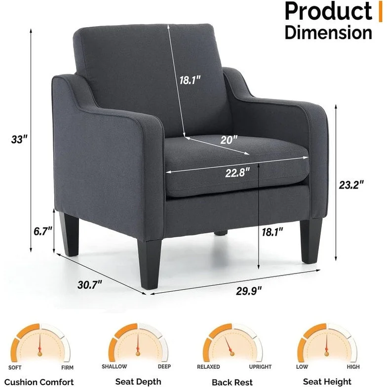Mid-Century Modern Accent Chair, Single Seat – Multi-Color Options