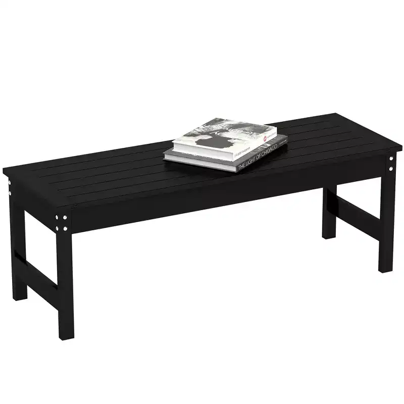 Outsunny 47 2-Person Outdoor Bench, HDPE Garden Bench Seat, Backless Slatted Patio Bench, Rot and Fade Resistant for Yard, Porch, Park