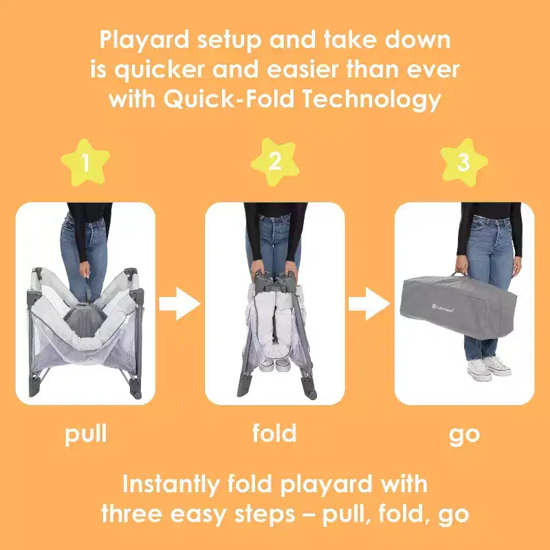Baby Trend Play Suite 3-in-1 Quick-Fold Playard with Baby Gym - Quartz Stone: Maximum Weight Capacity 30 lbs, Polyester Fill, Steel Frame