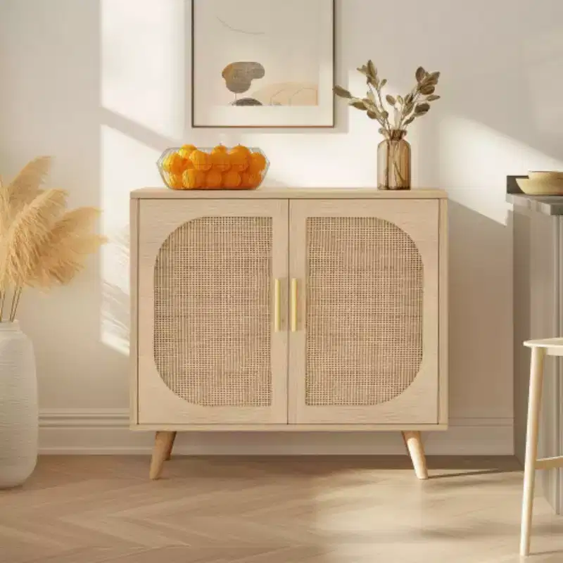 Buffet Cabinet with Storage, Accent Bathroom Floor Cabinet,with Two Doors and 4 compartments forStorage