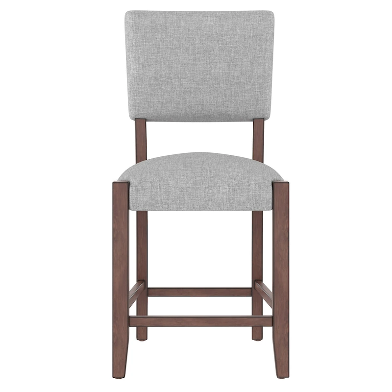 Mid Century Modern Bar Stools Set of 4,Counter Stools with Back,Linen Upholstered Barstools with Solid Wood Legs Bar Chairs