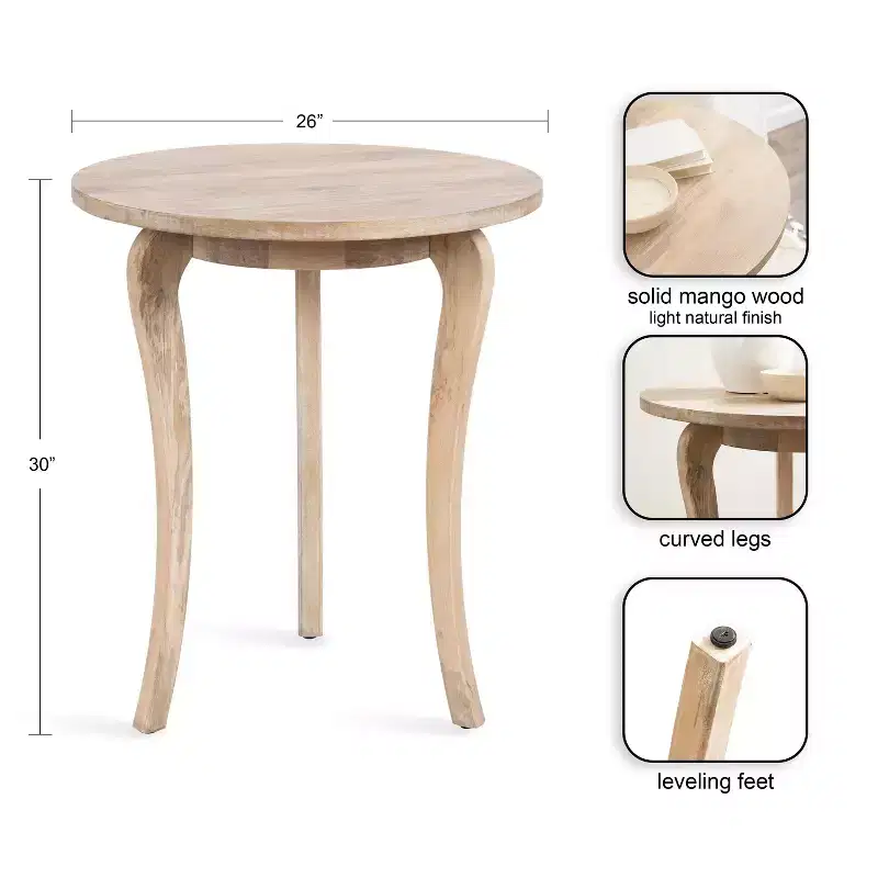 Kate and Laurel Mariona Round Entryway Table, 26x26x30, Natural