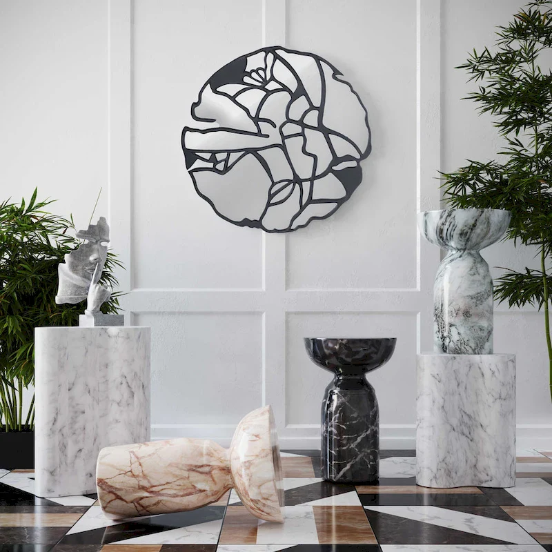 Grey Marble Side Table, Concrete, Single