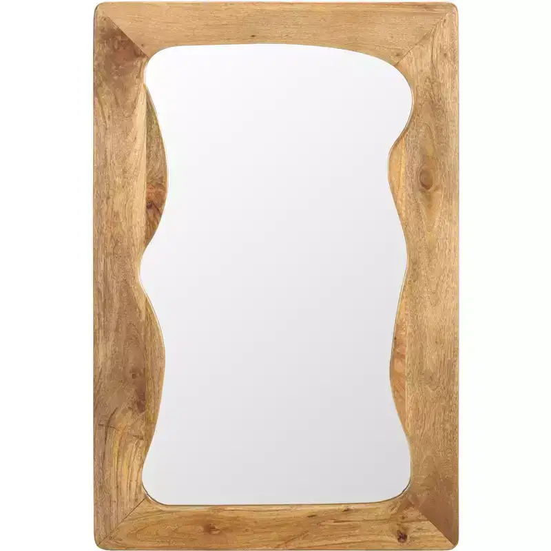 Wall Mirror 24 x 36, Natural Mango Wood Frame, Handcrafted Decorative Mirror