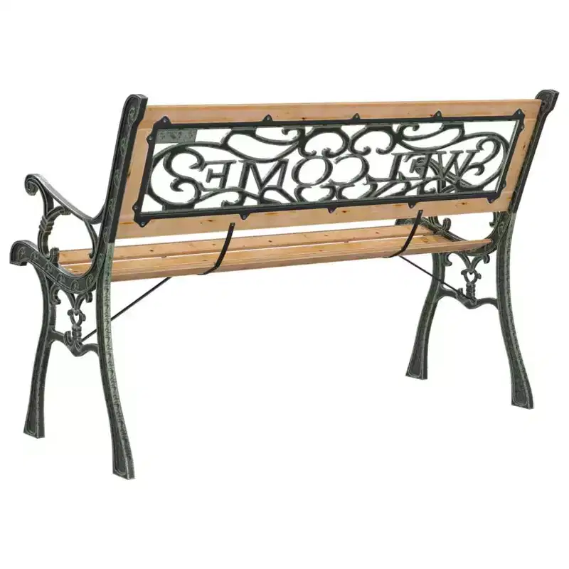 vidaXL Garden Bench Wood Brown, Black Wood, Wrought Iron, PVC Standard
